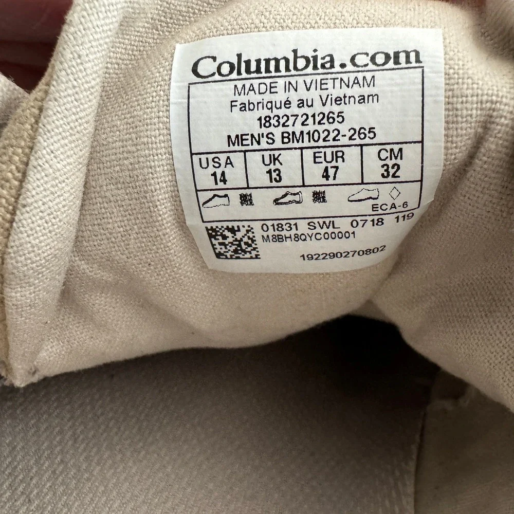 Columbia PFG‎ Boat Shoes Tan Canvas Lace Up Performance Fishing Gear Men Size 14